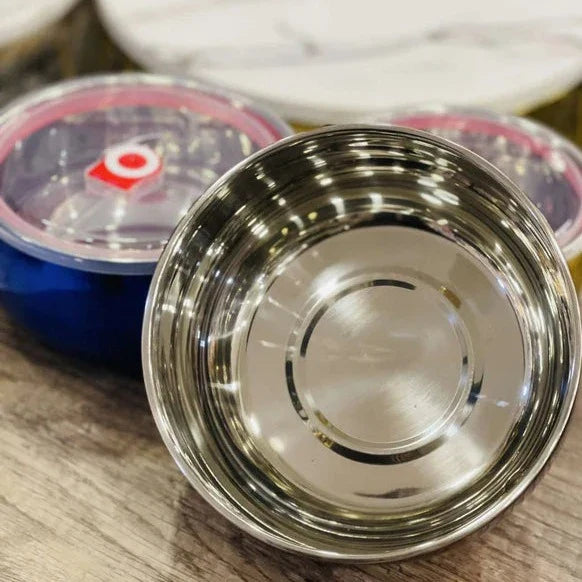 Set Of 3 Steel Fresh Bowl, Mixing Crisper Food Container Bowls, Stackable Portable Cooking Nesting Storage Bowls, Kitchen Rust-proof Food Storage Prep Bowl, Multifunctional Sealed Fresh Cooking Bowl