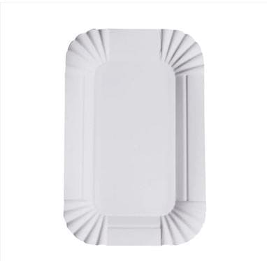 Set Of 20 Rectangular Paper Plates, Disposable Paper Trays, White Disposable Paper Bowl, For Event and Party Supplies