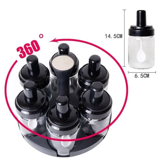 Set Of 6 Rotating Spice Rack,360 Spice Rotating Bottles, Multipurpose Revolving Spice Rack Condiment Set