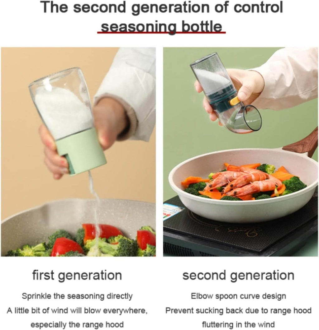 Metering Salt Dispenser With Stand, 0.5gm Push Type Salt Shaker, Quantitative Salt Control Bottle, Measurement Markings Herb & Spice Container, Clear Glass Condiment Bottle for Kitchen, Multipurpose Condiment Container