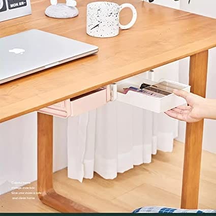 Hidden Drawer Organizer, Under Desk Drawer Storage Organizer.