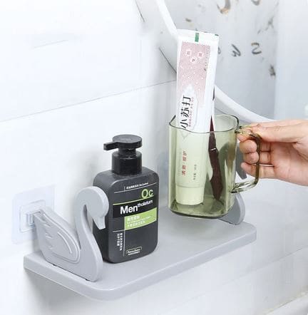 Swan Floating Shelf, Kitchen And Bathroom Storage Shelf, Multifunctional Storage Rack, Household Kitchen Bathroom Organizer Shelf, Wall Hanging Seasoning Storage Shelf, Wall Mounted Storage Organizer, Multipurpose Floating Shelf