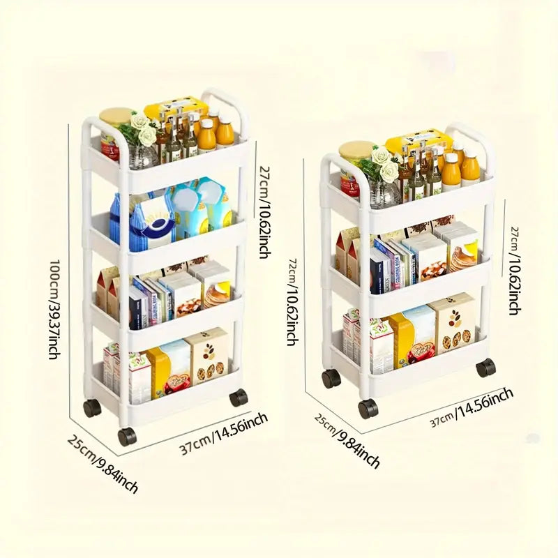 Mobile Durable Rolling Cart, Multi Layer Kitchen Trolley Cart, Snacks Storage Rack with Wheels,  Movable Gap Storage Rack, Trolley Organizer Auxiliary Cart, Home Snack Vegetables Storage Rack with Wheels