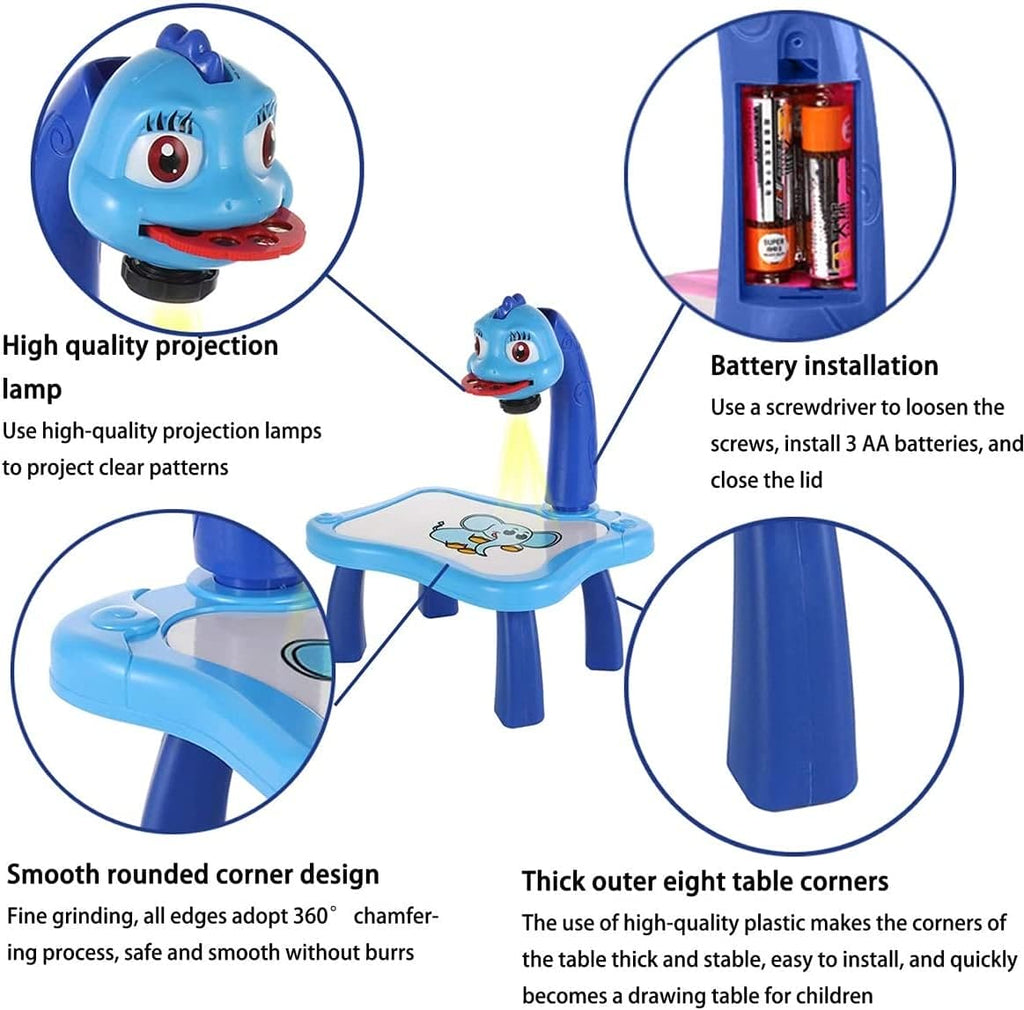 Children LED Projector Art Drawing Table Toy, Kids Painting Board Desk, Crafts Interactive Educational Learning Paint Tool, Trace and Draw Projector Toy with Light & Music, Track and Draw Learning Sketch Projector Desktop, Kid Toy Painting Drawing Table