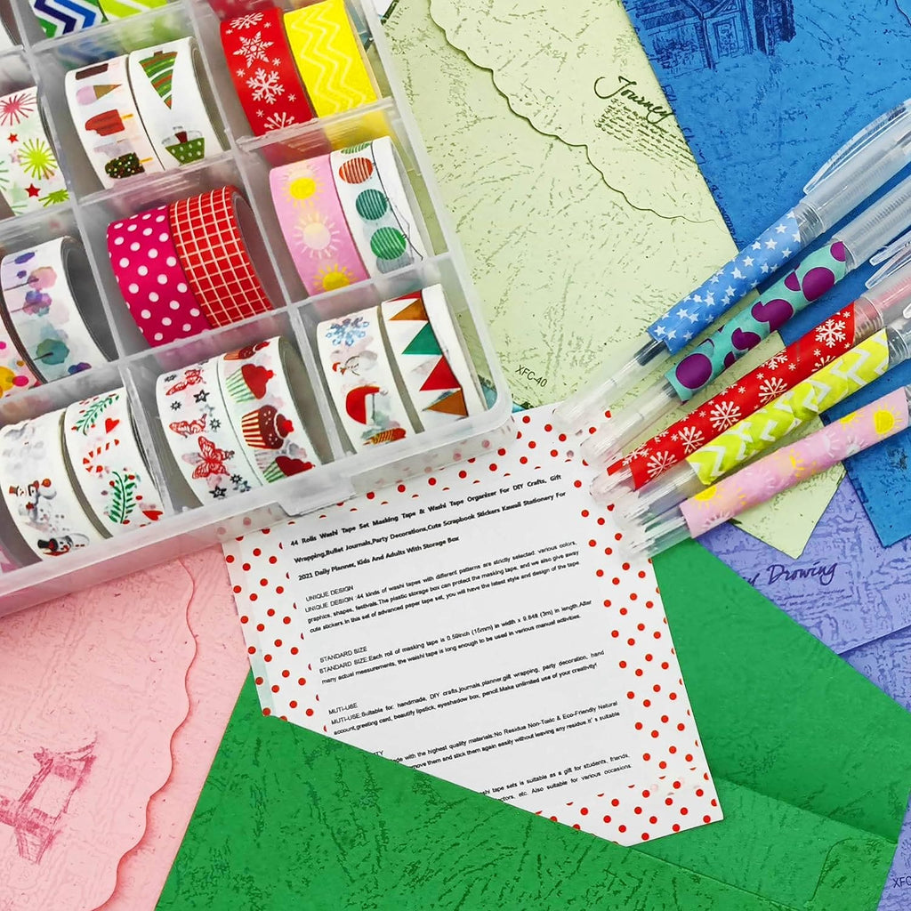 Set of 51 Decorative Tape, Art Washi Tape Storage Box.