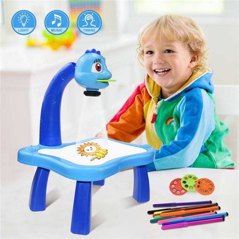 Children LED Projector Art Drawing Table Toy, Kids Painting Board Desk, Crafts Interactive Educational Learning Paint Tool, Trace and Draw Projector Toy with Light & Music, Track and Draw Learning Sketch Projector Desktop, Kid Toy Painting Drawing Table