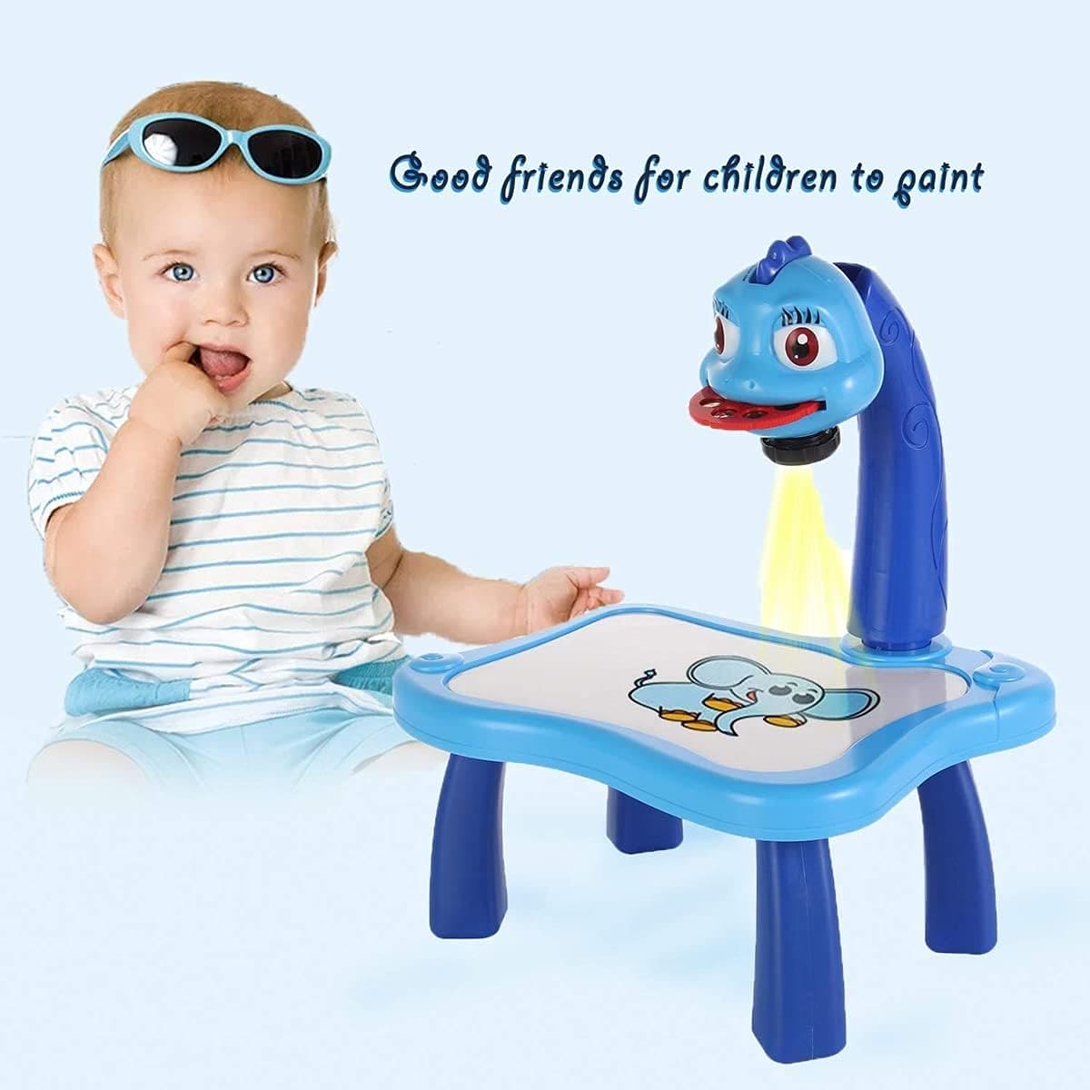 Children LED Projector Art Drawing Table Toy, Kids Painting Board Desk, Crafts Interactive Educational Learning Paint Tool, Trace and Draw Projector Toy with Light & Music, Track and Draw Learning Sketch Projector Desktop, Kid Toy Painting Drawing Table