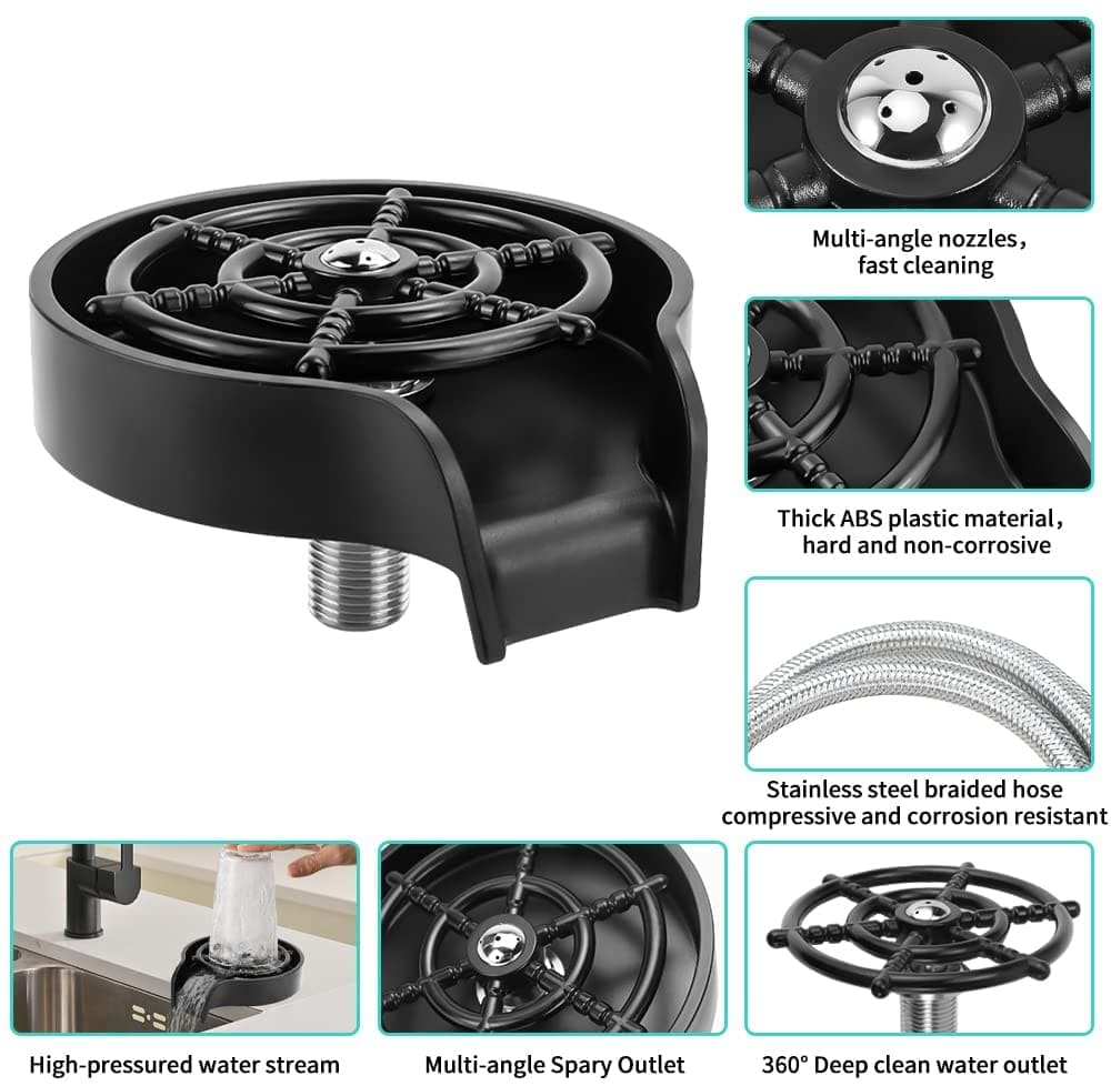Automatic Cup Washer, Faucet Glass Cleaner For Kitchen Sink.