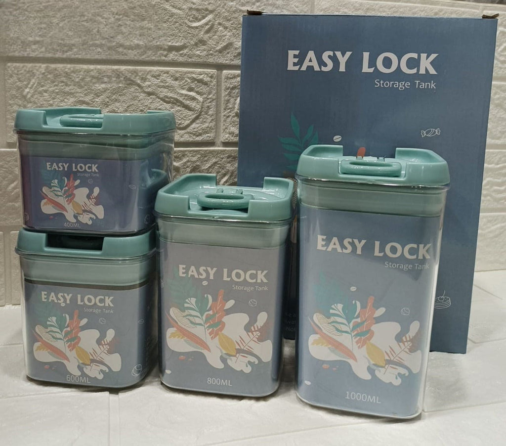Set Of 4 Easy Lock Storage Tank, Acrylic Condiment Seasoning Set, Airtight (400ml, 600ml, 800ml, 1000ml) Food Organizer, Coffee Flour Sugar Tea Container, Kitchen Container Seal Storage Jars With Plastic Cover, Kitchen Accessories